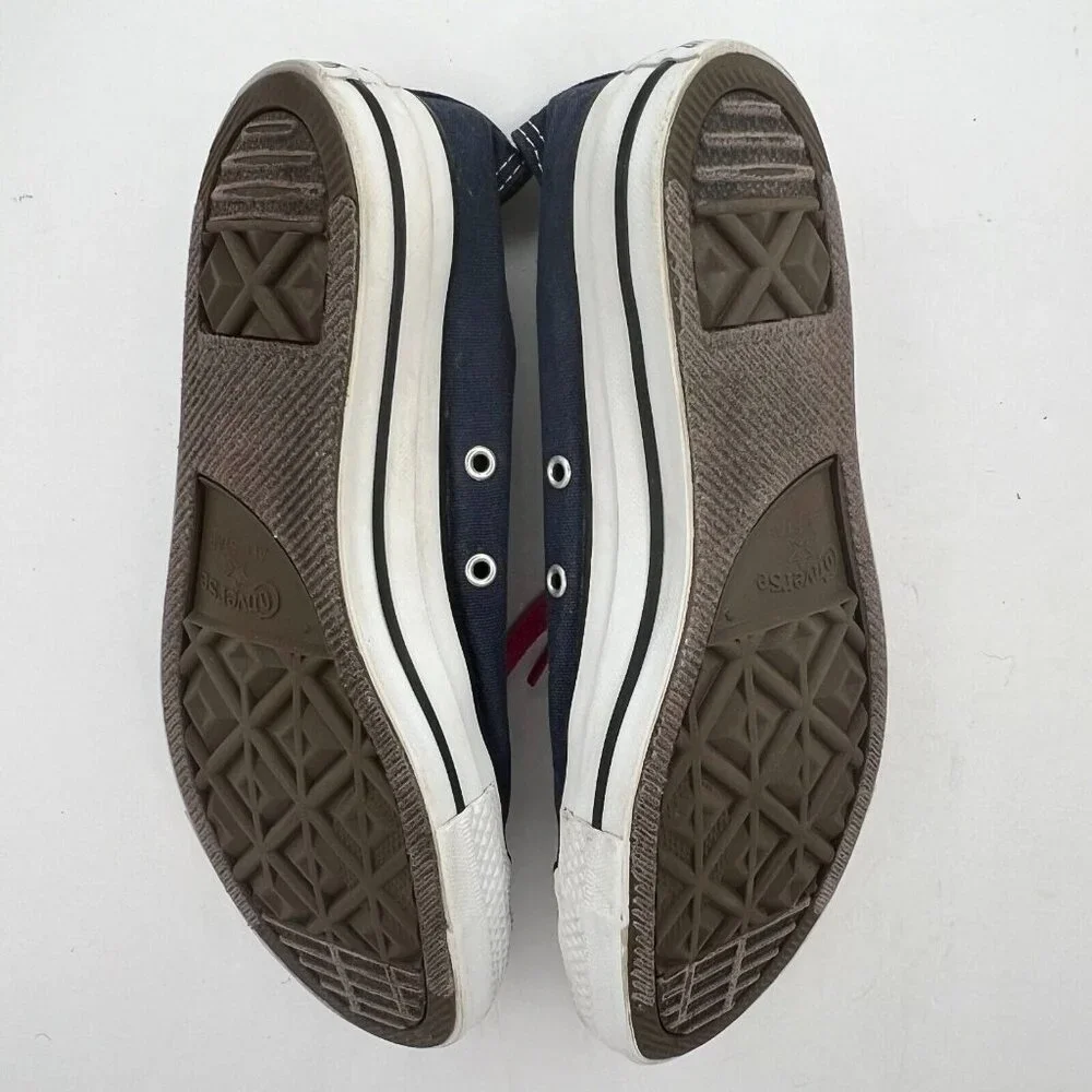 Converse Unisex 136568F Navy Blue Pink Hearts Double Tongue Size 7M 9W Sneakers